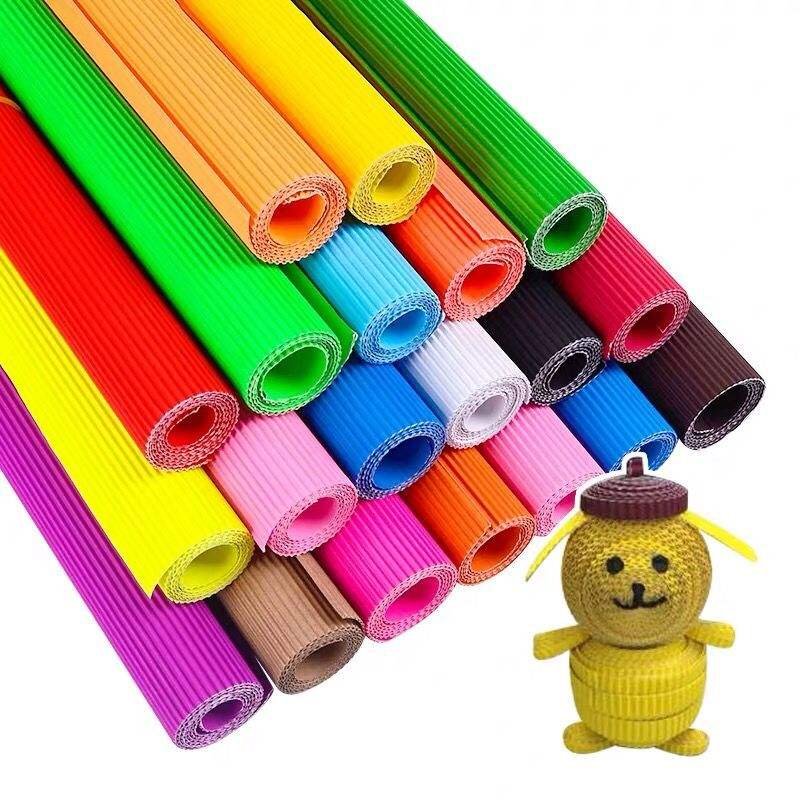 Hot selling crimp origami corrugated color paper for kids craft
