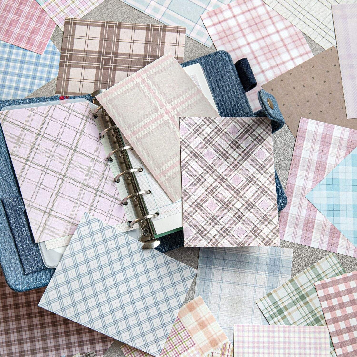 50 Sheets Per Pack Craft Paper Checkered Market Series Retro Handmade Notebook DIY Background Decor Base Paper
