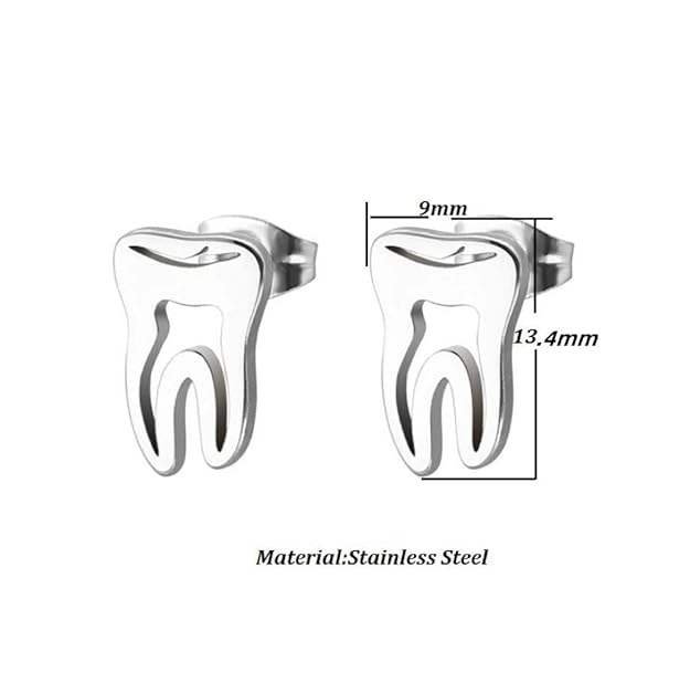 Dental Souvenir Stainless Steel Earring Fashion Jewelry in Tooth Shape Creative & Cultural Collectible Artifacts