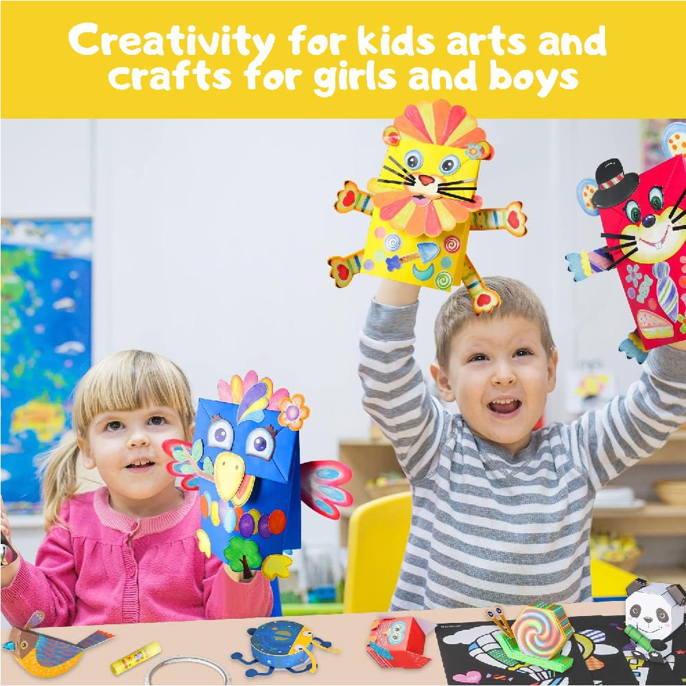 Creative Handmade Origami Paper Model 3D Stereo Animal Shape DIY Paper Craft Kit with Guide Book Patterns for Kids Gift Boy Girl