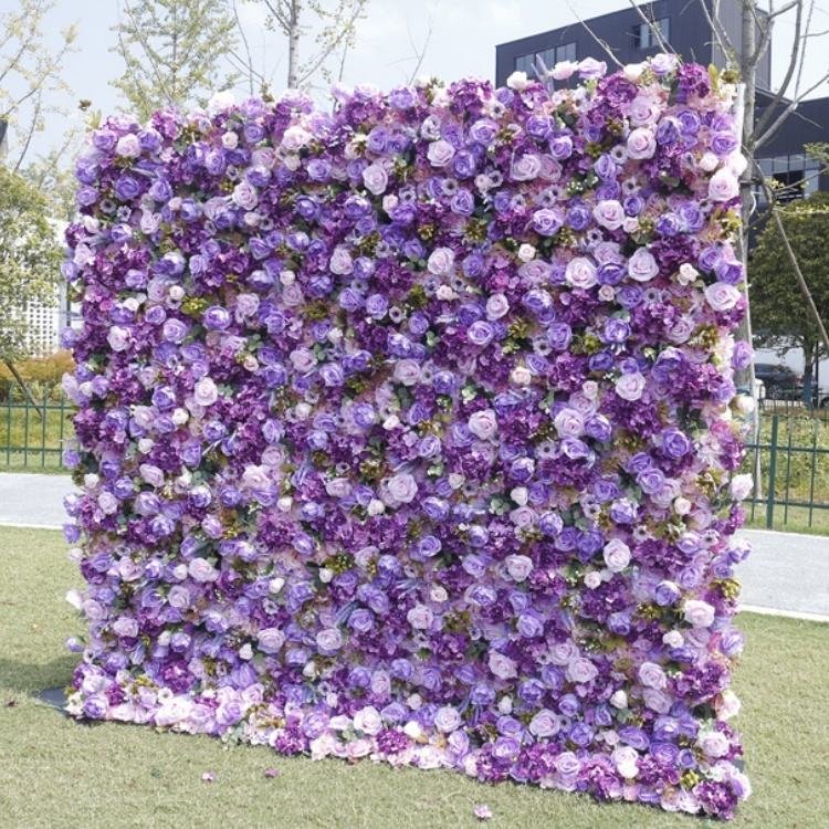 FW-BD148 Customized Purple Artificial Flower Wall 10 ft by 10 ft Home Wall Decor Flowers Wedding Decoration Supplies