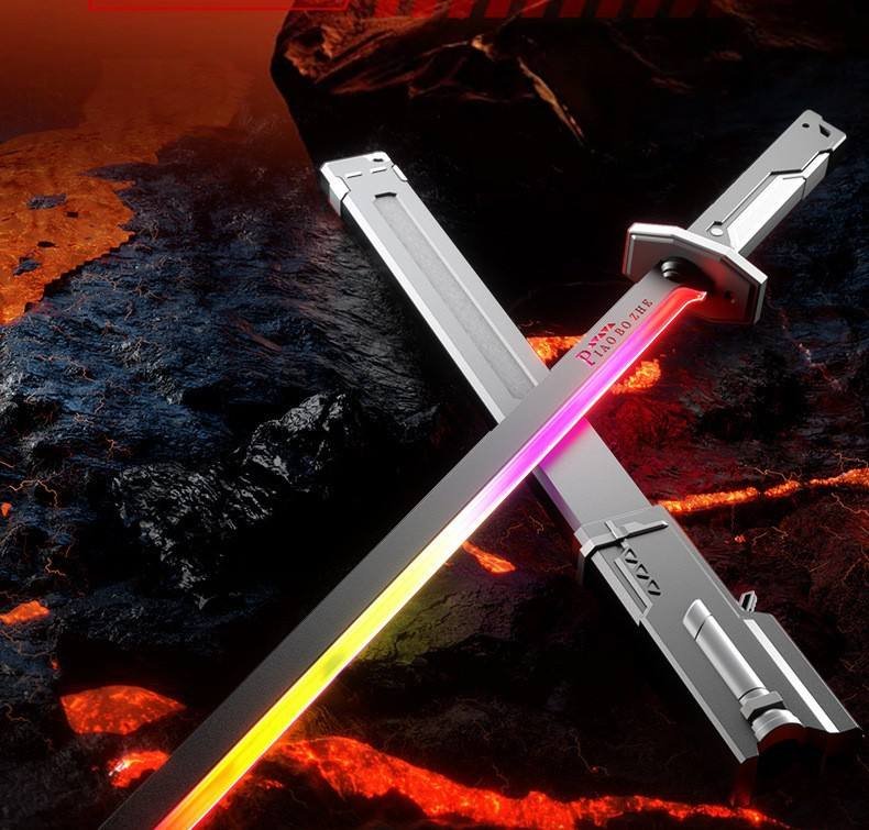 Hot Promotional Toy for Neon LED Light Saber with Sound Fog RGB Color Changing Silicone Ninja Sword Cosplay