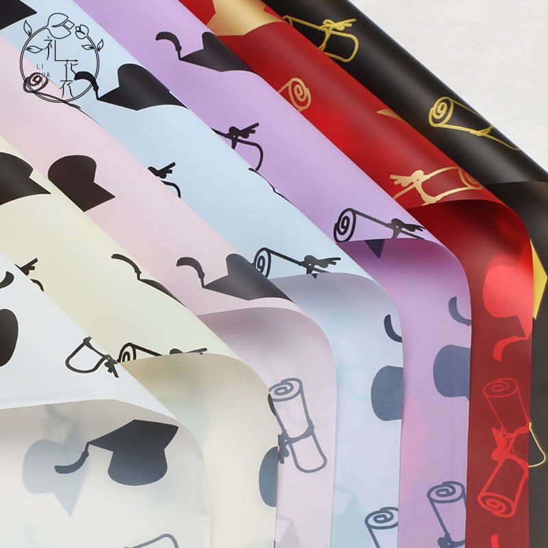 2025 New Design Metallized Paper Single Side Waterproof Flower Wrapping 56*56cm 50Micro Graduation Season Gift Craft Supplies