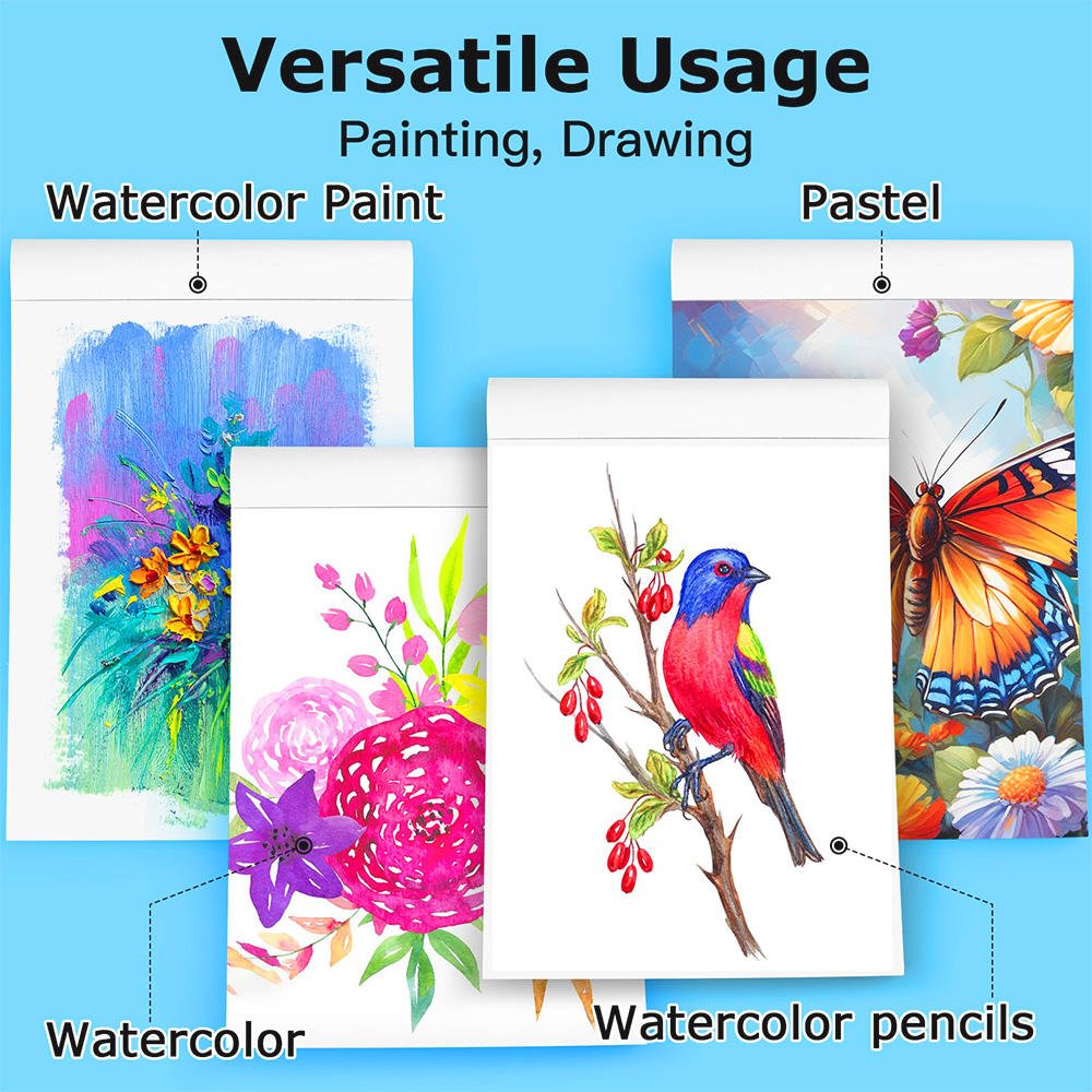 Panwenbo 24 Sheets 180GSM Paper Pad Watercolor Painting Pad Painting Drawing Book Marker Book 100% Cotton Watercolor Paper Pad