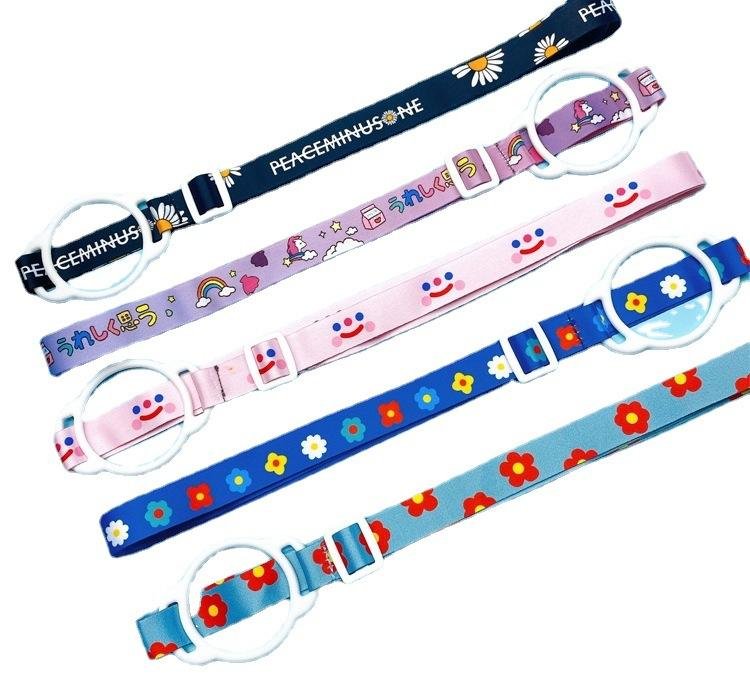 Polyester Heat Transfer Printed Mineral Water Bottle Strap Lanyard Portable with Buckle Crossbody for Kids and Adults Lanyard