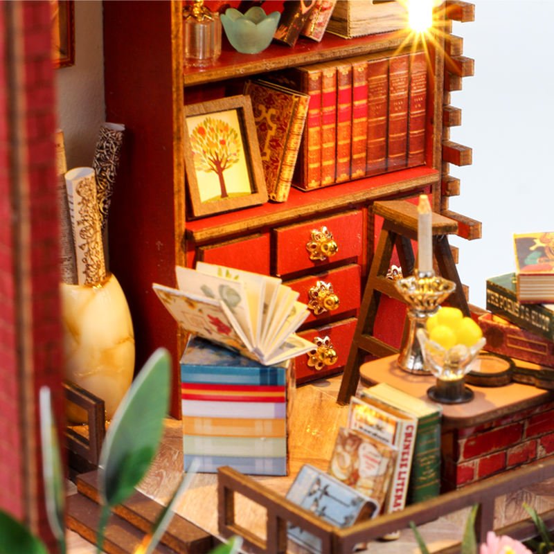 Retro Magic Shack DIY Wooden Dollhouse Kit with LED Light, Miniature Collection Craft Gift for Fantasy Lovers