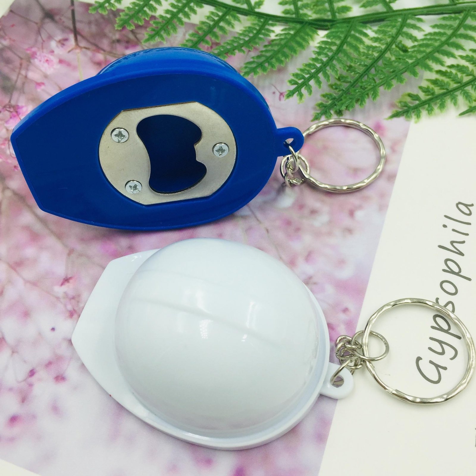 Custom Logo Promotional Plastic 3D Mini Construction Hard Hat Safety Helmet Bottle Opener Keychain Pendant