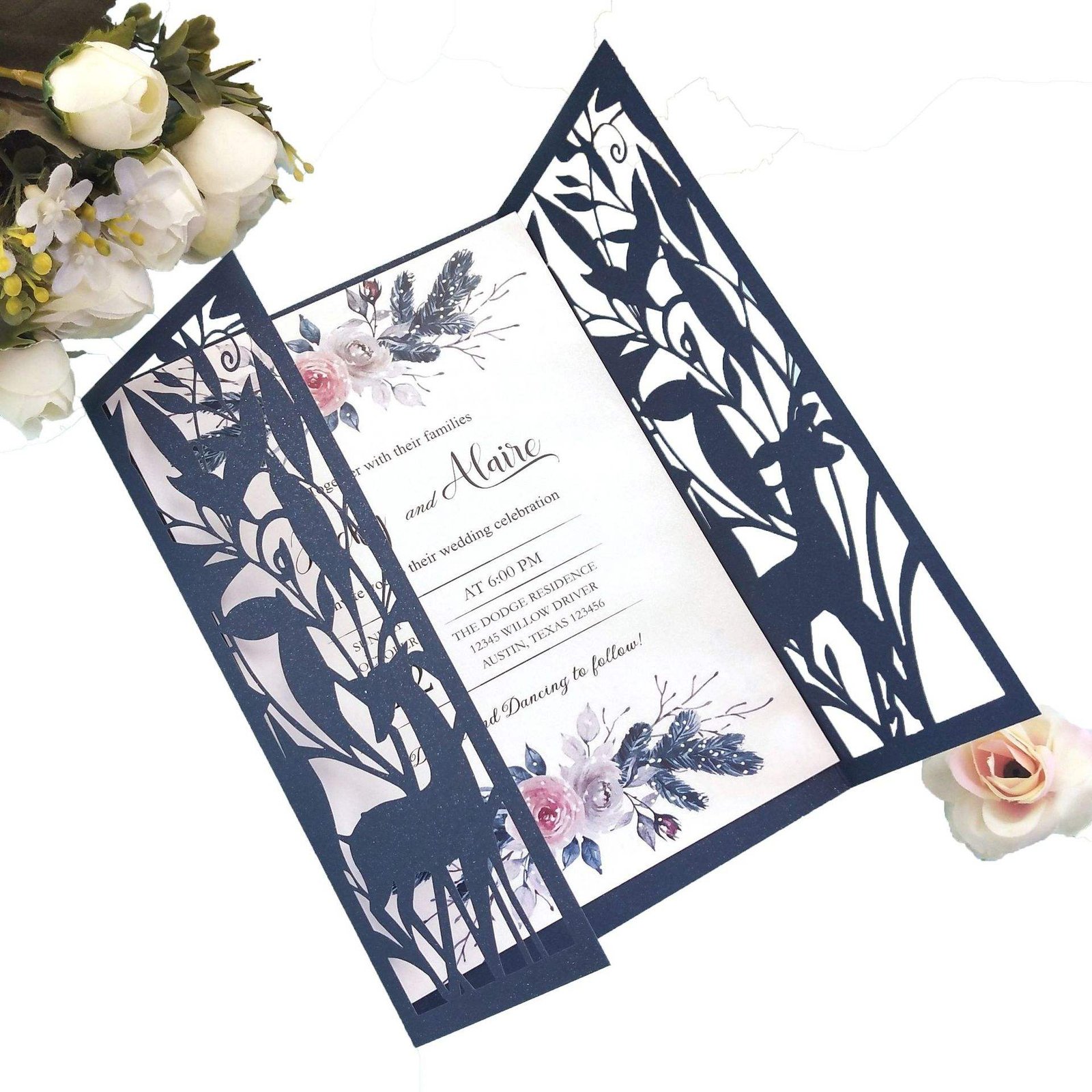 Luxury Elegant Custom Laser Cut Bridal Shower Wedding Invitation Envelope Card