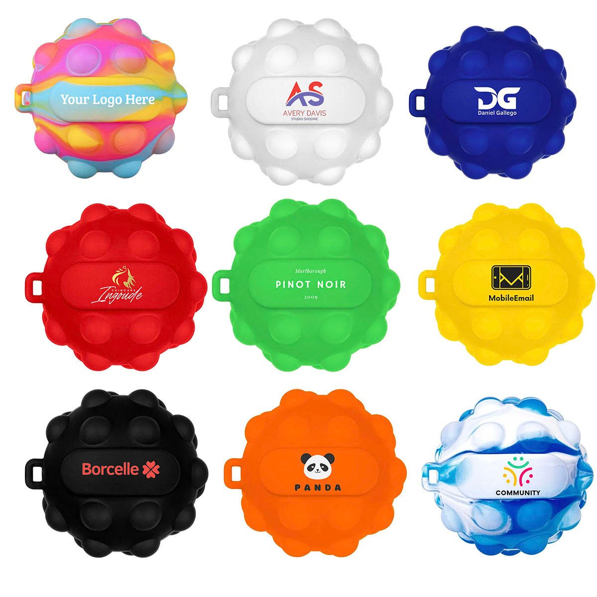 Personalized Pop Stress Ball Toys Silicone Push It Ball 3D Pop Stress Toys Ball Silk Printing Logo Fidget Toy for Promotion