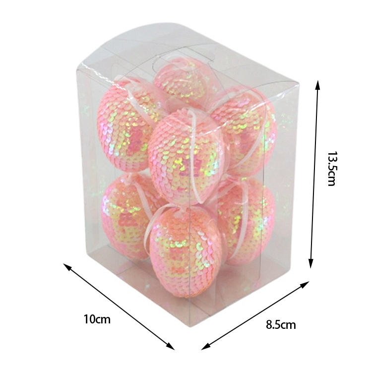 Customized Easter Sequin Eggs 8PCS SET Decoration Easter Polyfoam Eggs Pendant Ribbon Hanging Ornament for Easter Decoration