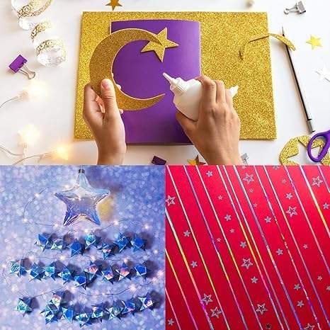 Sentao Holographic Cardstock Metallic Iridescent Mirror Paper Foil Board Reflective Sheets for Scrapbook Poster DIY Craft