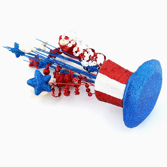Handmade Polyfoam Bowler Hat for American Independence Day Tabletop Decoration with Sequins for Holiday Decorations