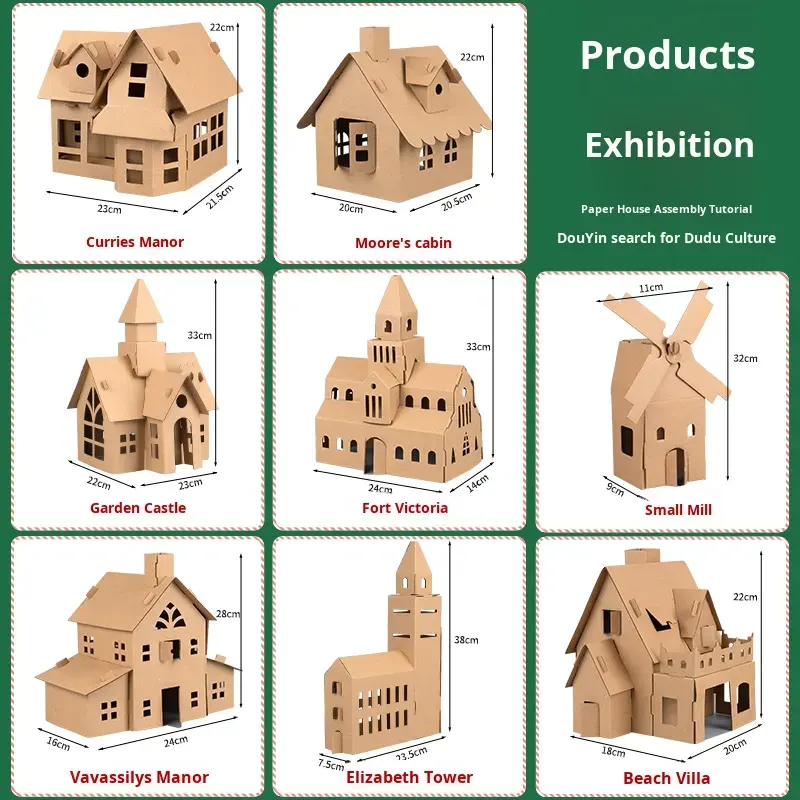 3D Jigsaw Corrugated Paper Craft for Kids Cardboard Assembled Castle Dinosaur Warship Eco-friendly Puzzle Paintable DIY Model