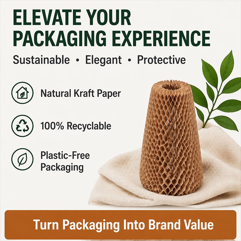 Honeycomb Paper Sleeve for Bottle and Fragile Product Protection, Kraft Paper Cushion Wrap