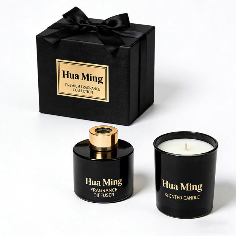 Custom Private Label Home Decor Christmas Luxury Aromatic Soy Wax Scented Candle and Reed Diffuser Gift Set