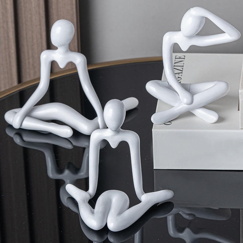 Modern Plastic Crafts Abstract Figure Statue Thinker Sculptures Artificial Figurine Creative Home Decoration for Living Room