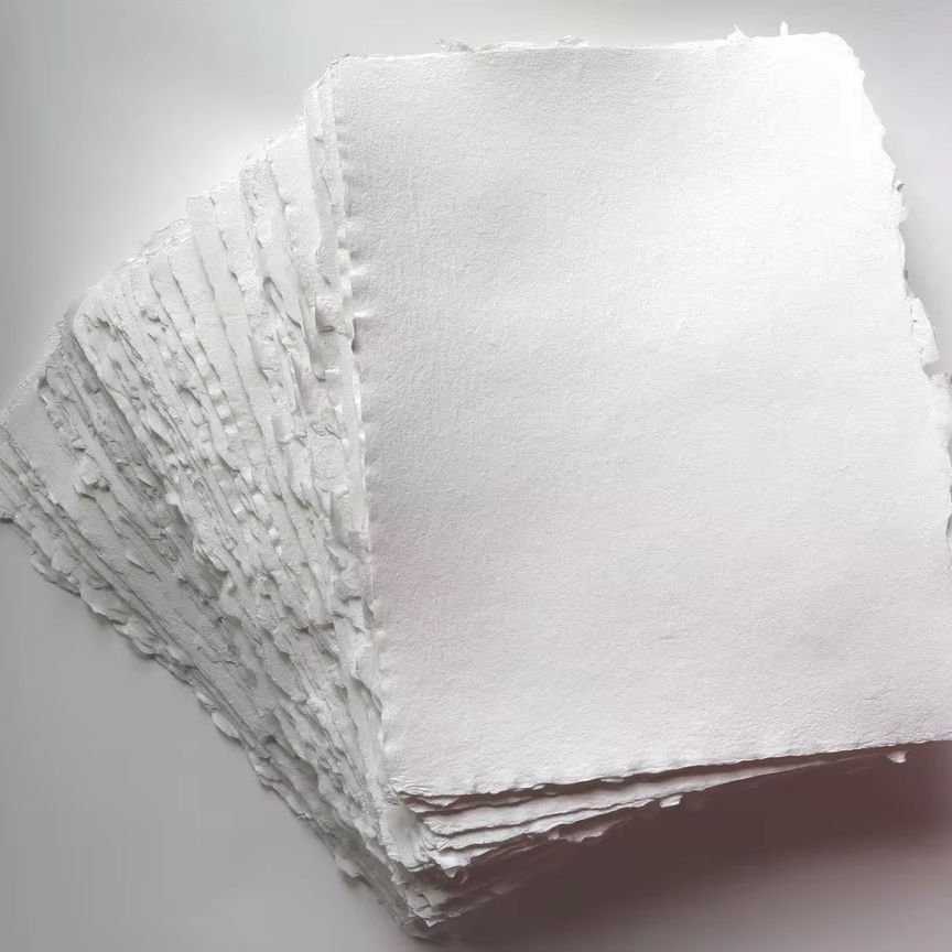 Direct Factory Wholesale Handmade Recycled Deckle Edge Watercolor Cotton Paper Craft Paper Sheets Drawing Sketching Cardmaking