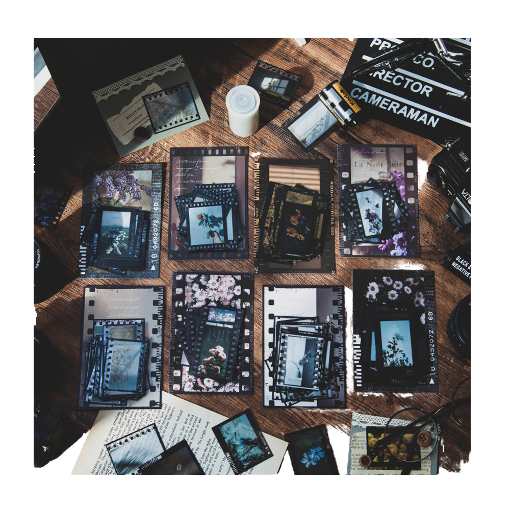 30 Pieces Retro Classic Memories Film Scrapbook Stickers Specialty Paper Flower Stickers Vintage Decorative Stickers 4x5cm