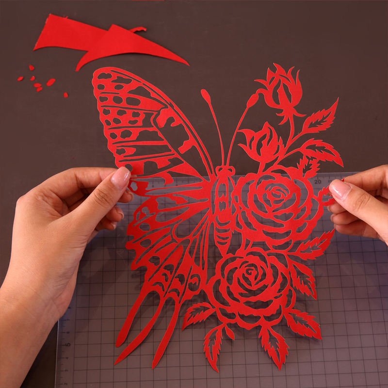 Custom Laser Cut Paper Crafts Red Card Paper Sculpture Gifts Engraving Tags Souvenirs Bookmarks Birthday Wedding Invitations