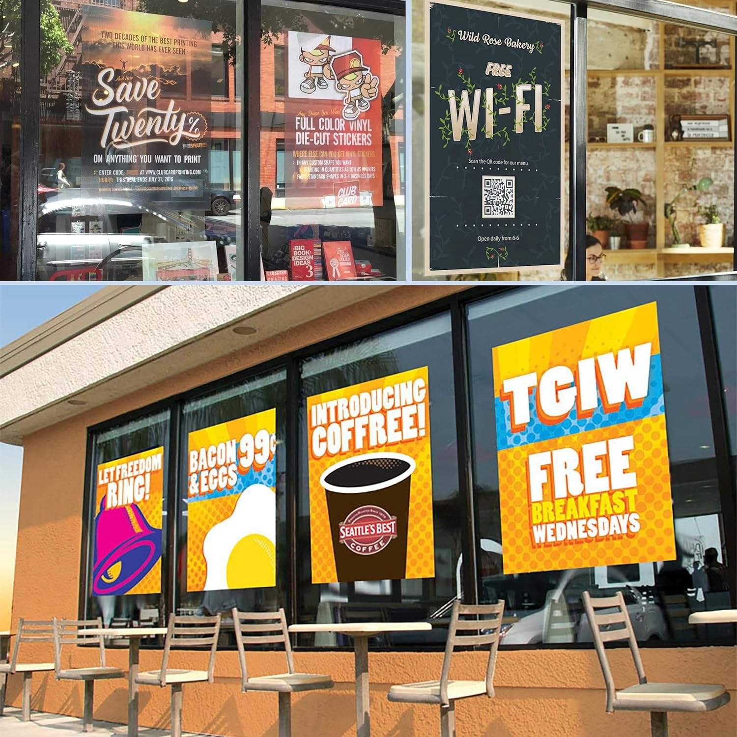 Custom Eco-Friendly Waterproof Vinyl Window Graphics UV Printed Large Wall Decals & Window Covering Stickers Custom Window Decor