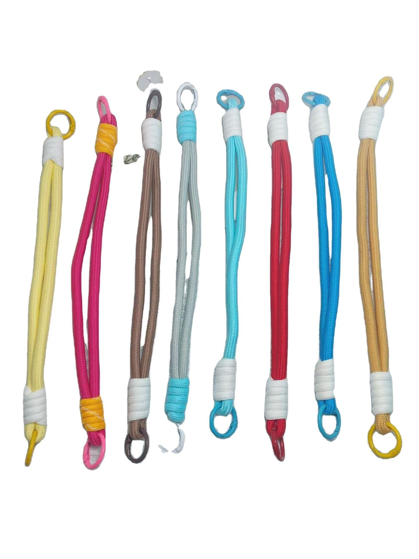 Instagram-style Double-ring Unisex Polyester Colorful Thickened Braided Woven Multi-functional Wrist Strap Anti-Loss Lanyard