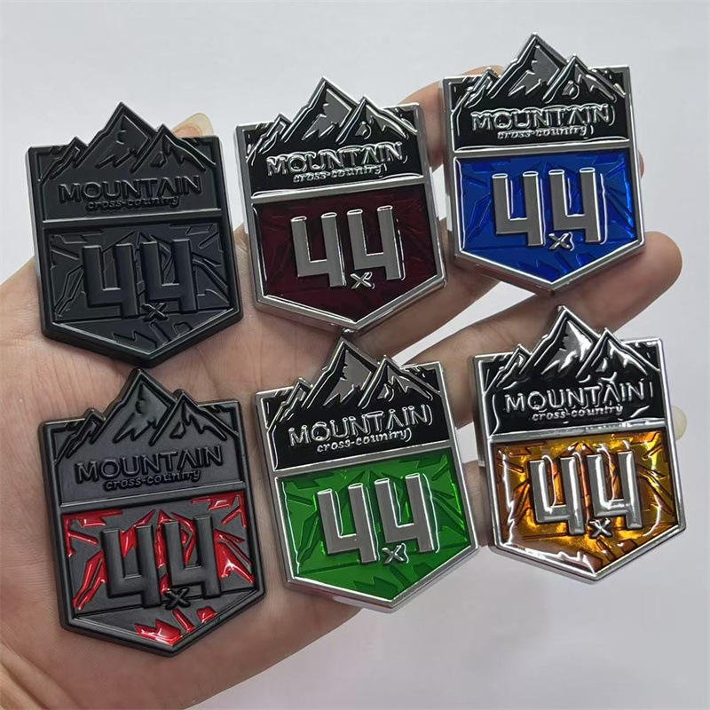 Customized 3D Zinc Alloy Waterproof Adhesive Automotive Decorative Stickers Embossed Metal Badges Labels Modern Irregular Shape