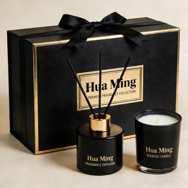 Custom Private Label Home Decor Christmas Luxury Aromatic Soy Wax Scented Candle and Reed Diffuser Gift Set
