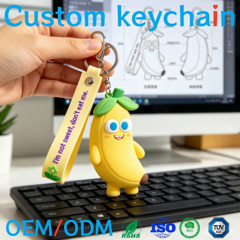 Custom Cartoon Anime Characters Wholesale 3D Sports Keychains Souvenirs Plastic PVC Keyring Pendant Rubber Key Chain