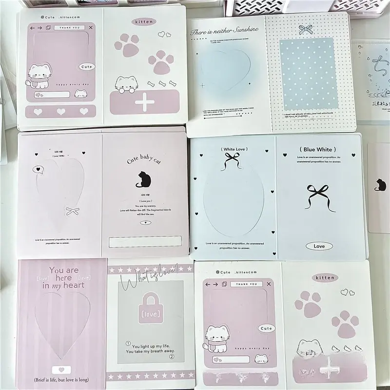 Mini Size Hollow Pink Folding Greeting Card Aesthetic Photo Card Packaging Materials Paper Craft
