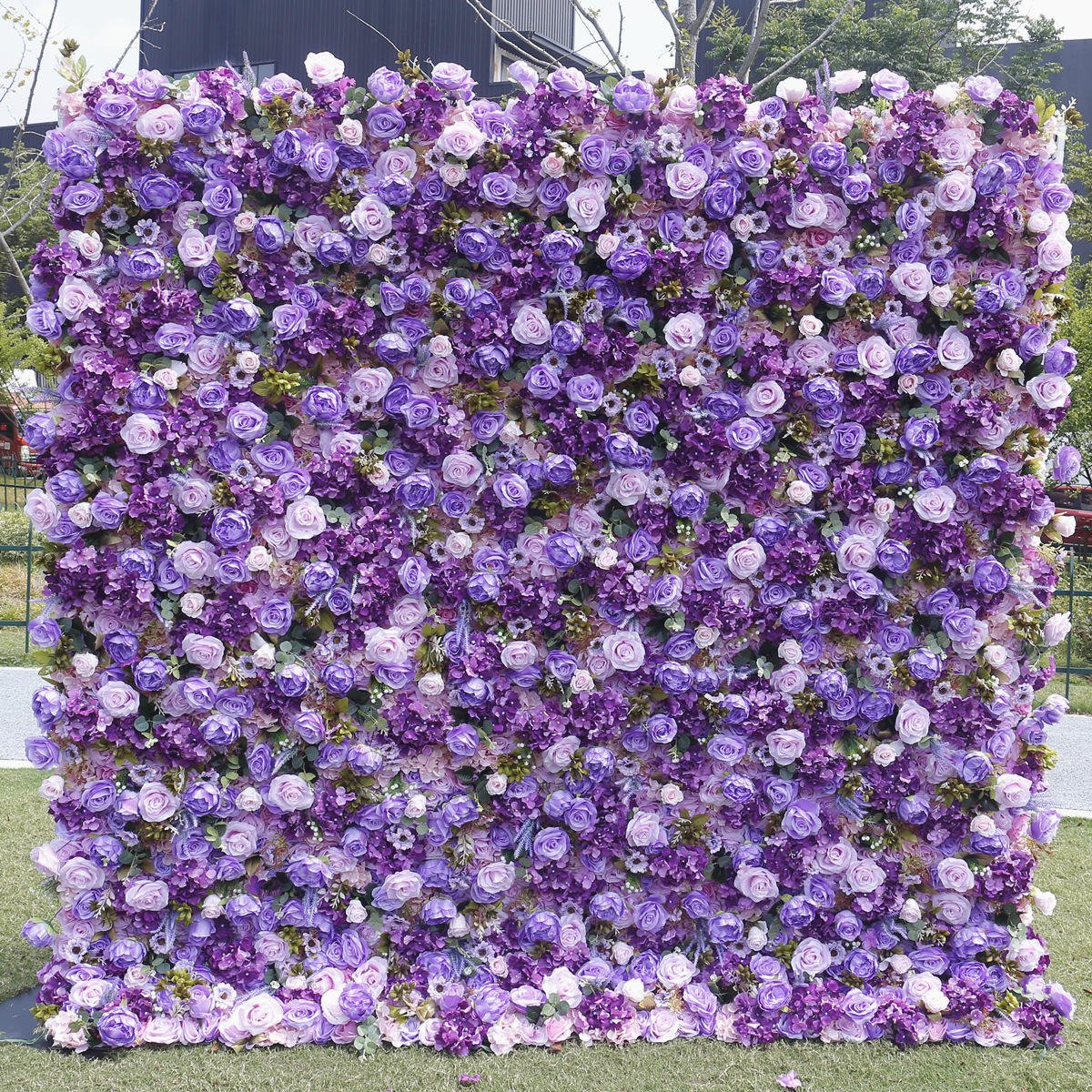 FW-BD148 Customized Purple Artificial Flower Wall 10 ft by 10 ft Home Wall Decor Flowers Wedding Decoration Supplies
