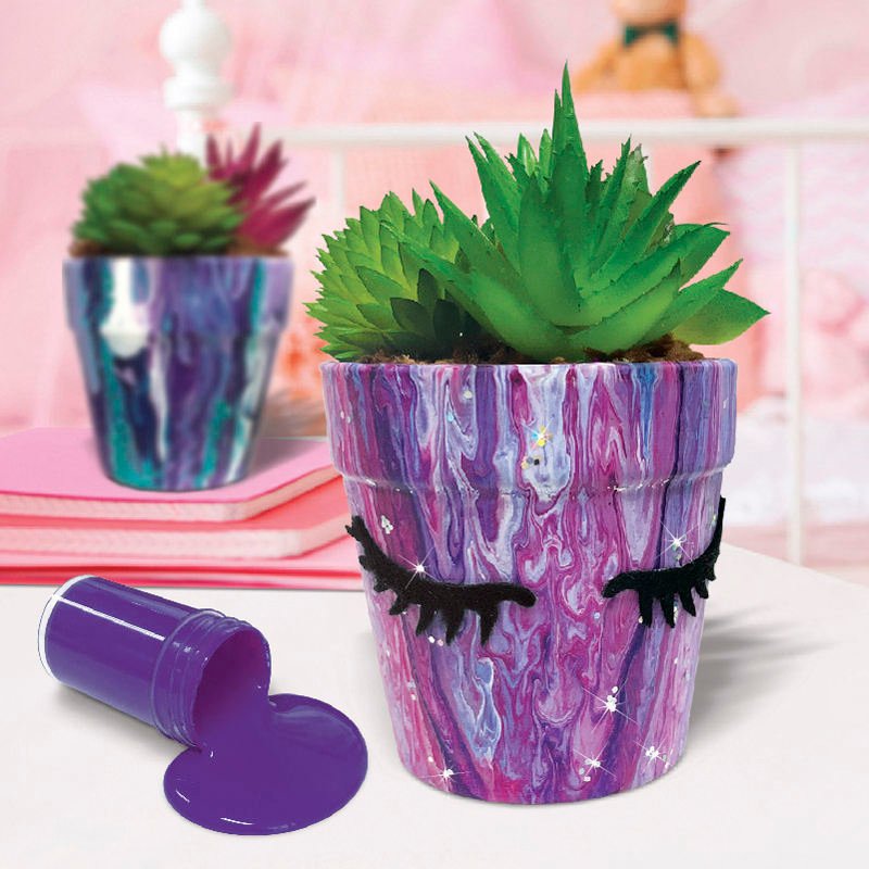 Color Box Diy Pouring Drawing Kit Arts and Crafts Kit Kids Educational Garden Ceramic Flowerpot Painting Other Toys Sets