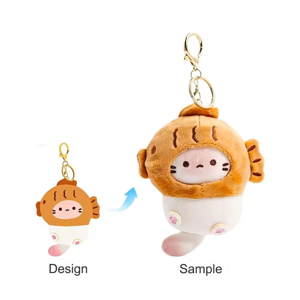 Custom Your Own Design Color Logo Plush Doll Keychains CE CPC Certified Cotton Cloth Animal Toys Promotion Gift with pp Cotton