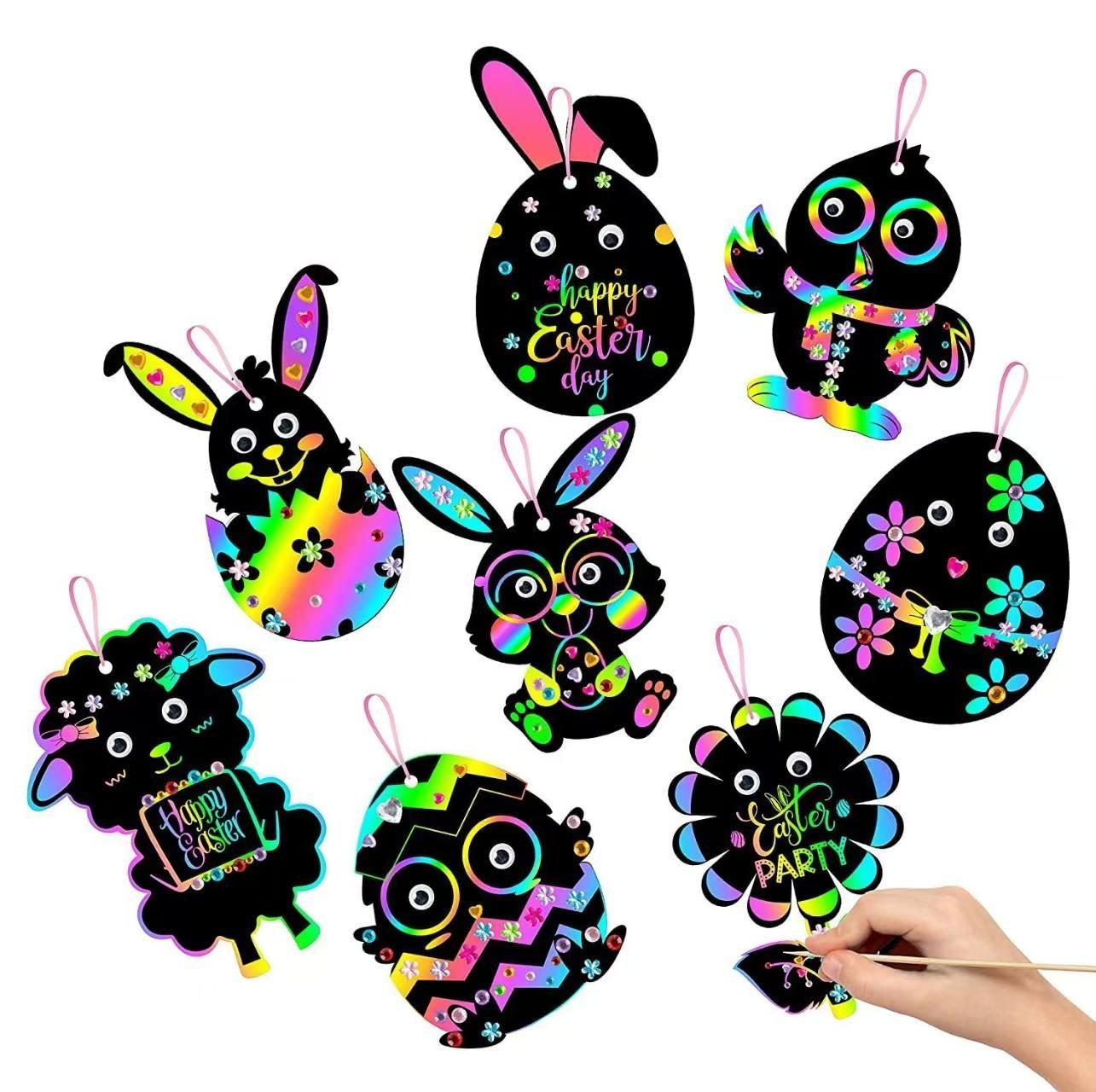 DIY Craft Children's Art Scratch Paper Black Cutting Customized Pattern Diverse Shapes for Easter Rabbits