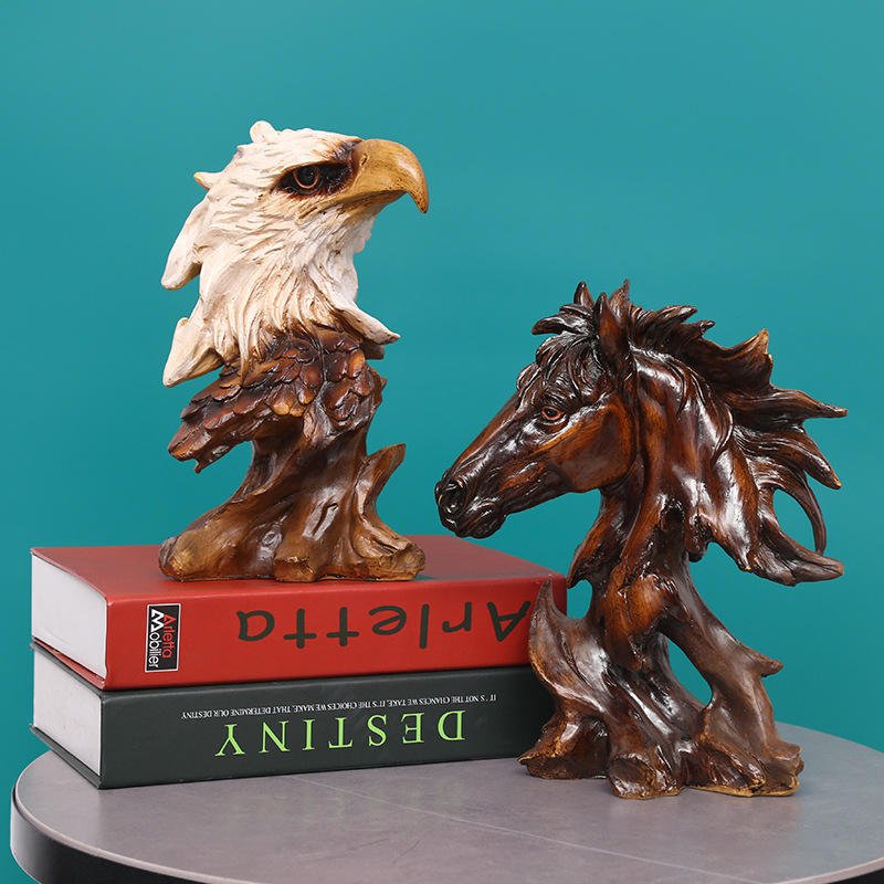 Retro Style Tiger Head Animal Statue Creative Personality OfficeTable Animal Decoration Resin Crafts