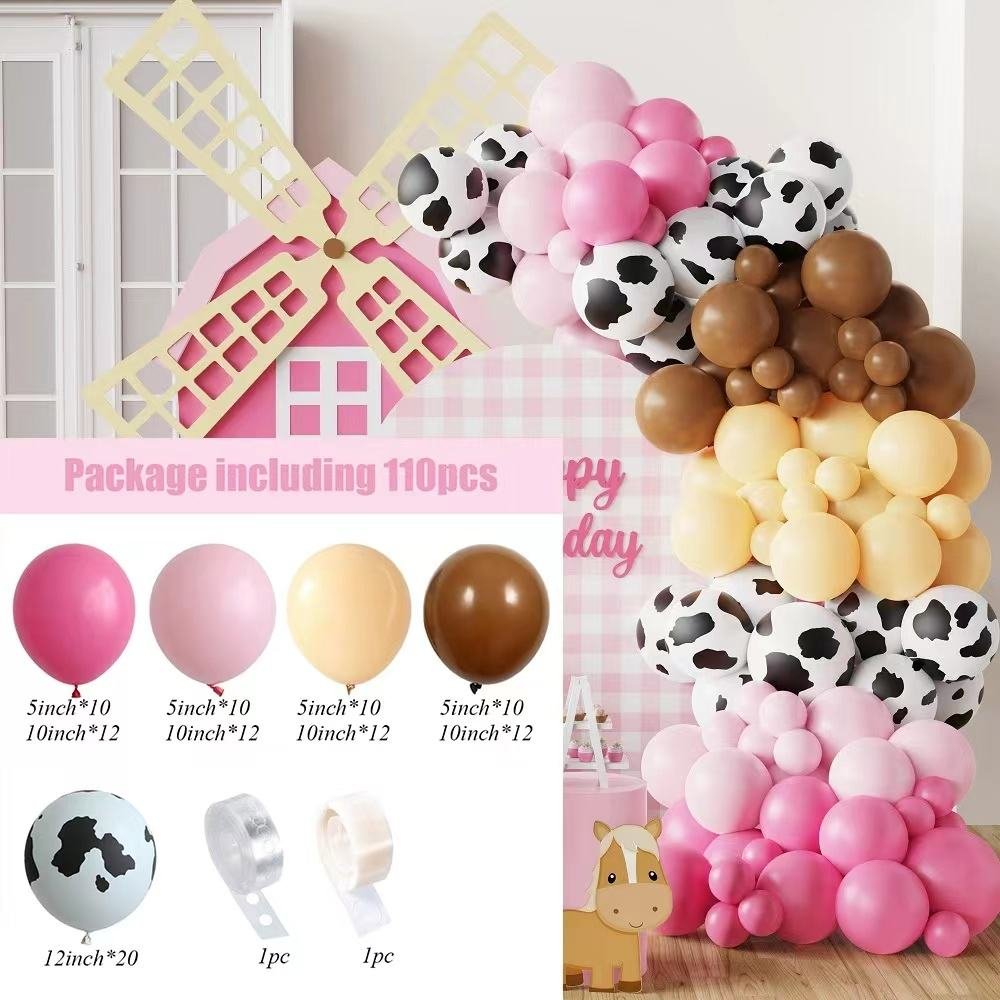 110pcs Theme Birthday Pink White Balloon Garland Arch Kits for Kids Birthday Backdrop Decoration Holiday Baby Shower Balloons