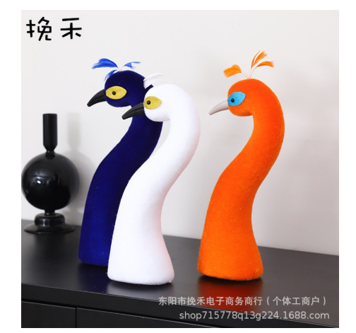 Modern Colorful Handmade Polyfoam Peacock Head Statue Feather Chinese New Year Home Decor DIY Crafts Activity Sculpture Neopoly