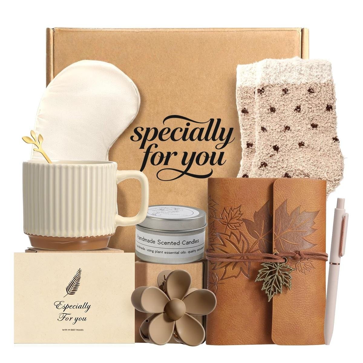 Lunaire Self Care Gift Set Aromatherapy Scented Candle Ceramic Mug Gift Box Birthday Thank You Holiday Present for Women