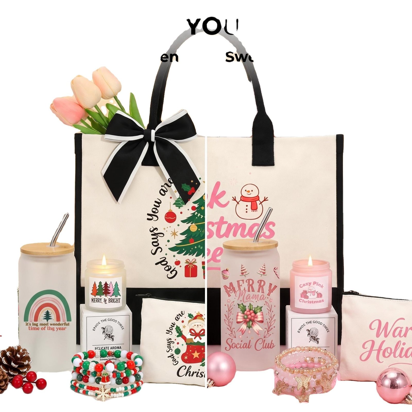 Christmas & Mother's Day Holiday Gift Set-Canvas Promotional Novelty Gifts for Women Mom Friends & Corporate Bulk Orders