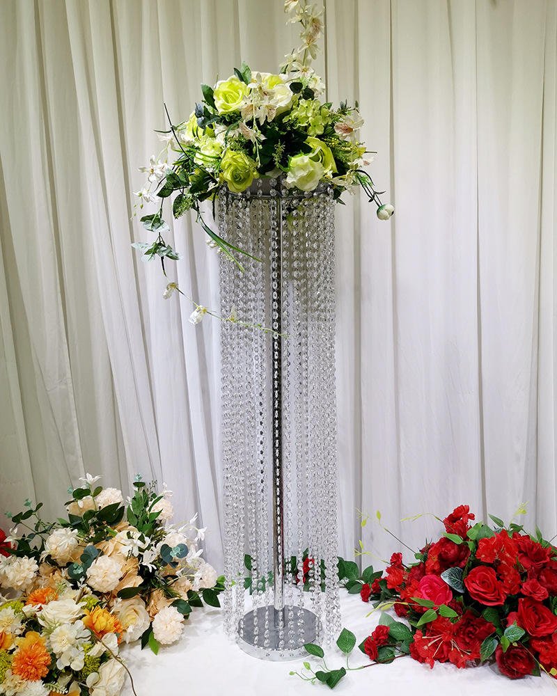 Wedding Venue Decoration Props Road Lead European-style Acrylic Bead Curtain Flower Stand Table Flower Vase