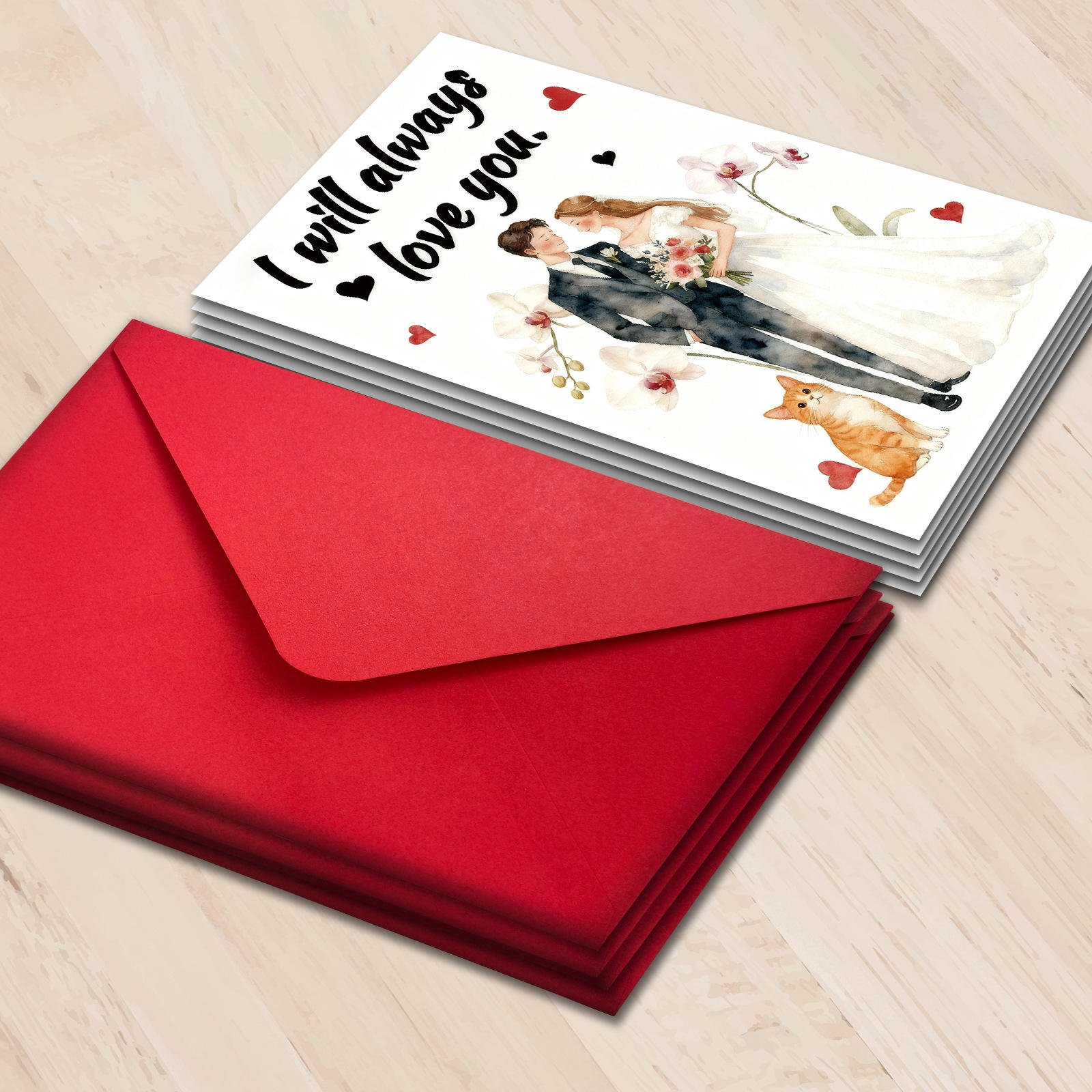 New Style Custom Design Elegant Wedding Invitations with Envelopes Personalized Thank You Card Greeting Card