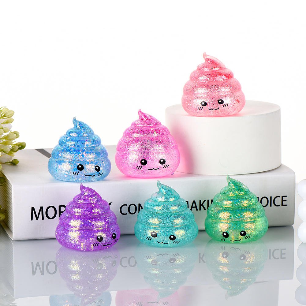 Tpr Glitter Poop Squishy Stress Balls Novelty Sensory Fidget Promo Gift Joke Prank Party Favors