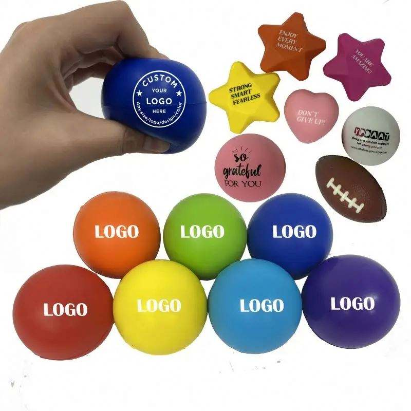 Bulk Wholesale Custom Logo Printed Soft PU Foam Squeeze Toy for Marketing Campaign and Office Gifts Promotional Stress Ball