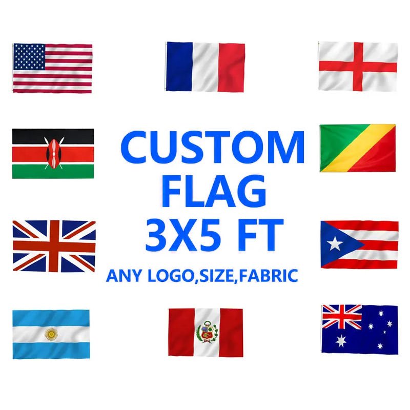 Wholesale Supply Custom Flags Double Sided Printing Custom National Flag 3x5 All Size All Country Flags