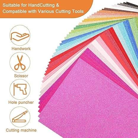 A5 Glitter Cardstock Heavy Weight Colored Sparkle Paper Pad for DIY Projects Card Making Birthday Wedding Paper &Paper Crafts