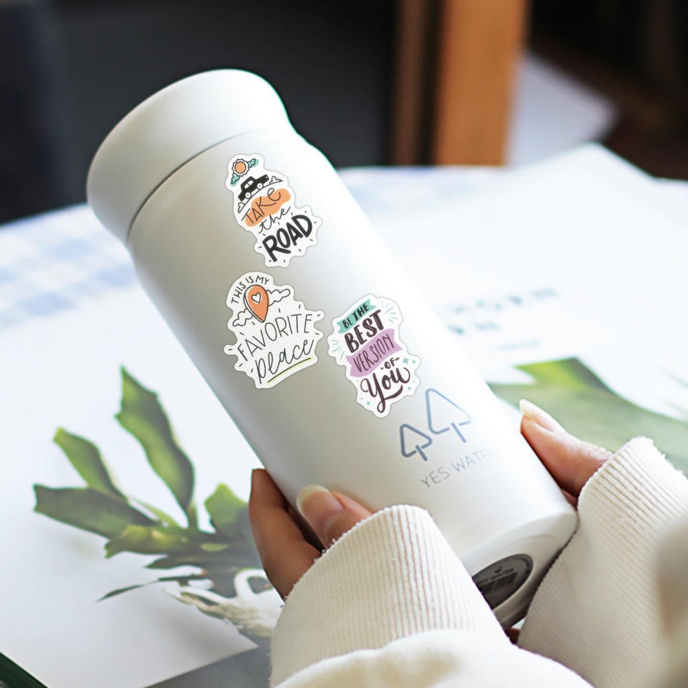 Non-repeating 50pcs Inspirational Phrases Doodle Stickers Waterproof Motivational Eco-friendly Decorative Stickers
