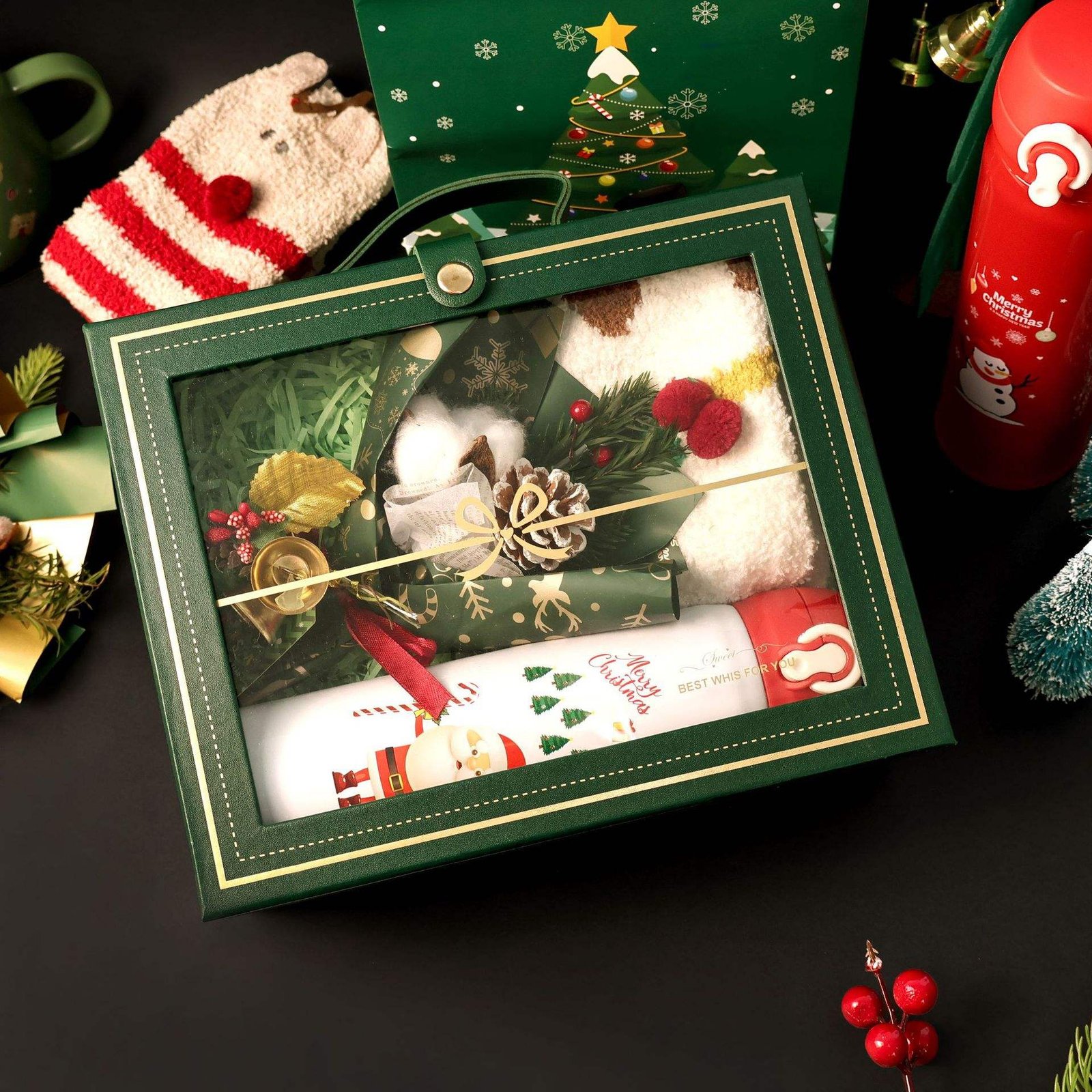 2024 New Christmas Customizable Red/Green Nylon Gift Set for Family Friends Loved Ones & Colleagues-Promotional Office Use