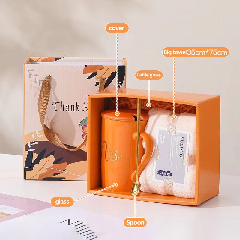 Customized Mug Towel Set Birthday Present Lunar New Year Gift Set Return Gift Ideas Doorgift Wedding Gifts Souvenirs