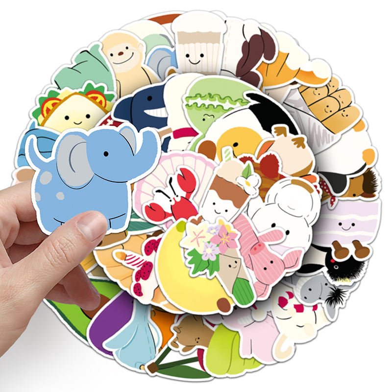 50Pcs Factory Wholesale Cheap High Quality Cute Cartoon Decorative Hand-Painted Jellycat Stickers for Cyclists Ledger Stickers