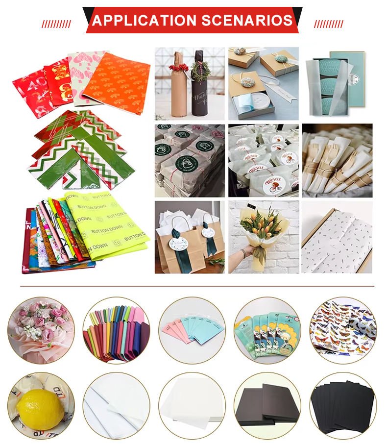 Eco Friendly Luxury Recycled Gift Wrapping Printed for Certified Tissue Paper Custom Design Logo Custom Shape Four-Color
