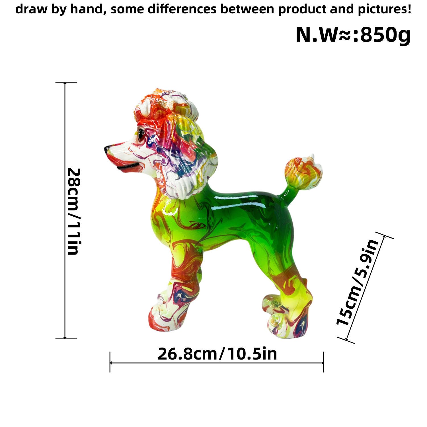 Custom Resin Crafts Artificial Poodle Figurine Polyresin Dog Sculpture Modern Tabletop Decorative Show Piece for Home Decor